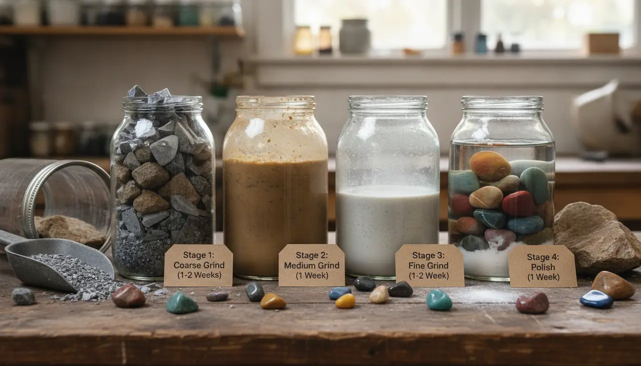 The 4 Stages of Grit: A Simple Guide to Professional Rock Polishing visual summary